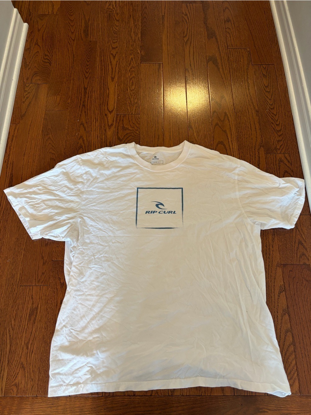 Rip Curl White Tee with Blue Chest Logo